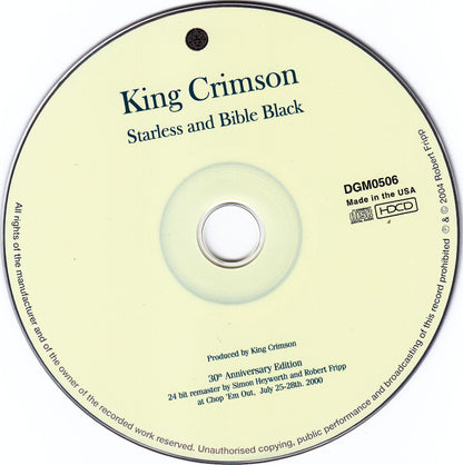 King Crimson | Starless and Bible Black | CD front cover