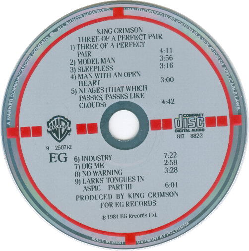 King Crimson | Three Of A Perfect Pair | CD front cover