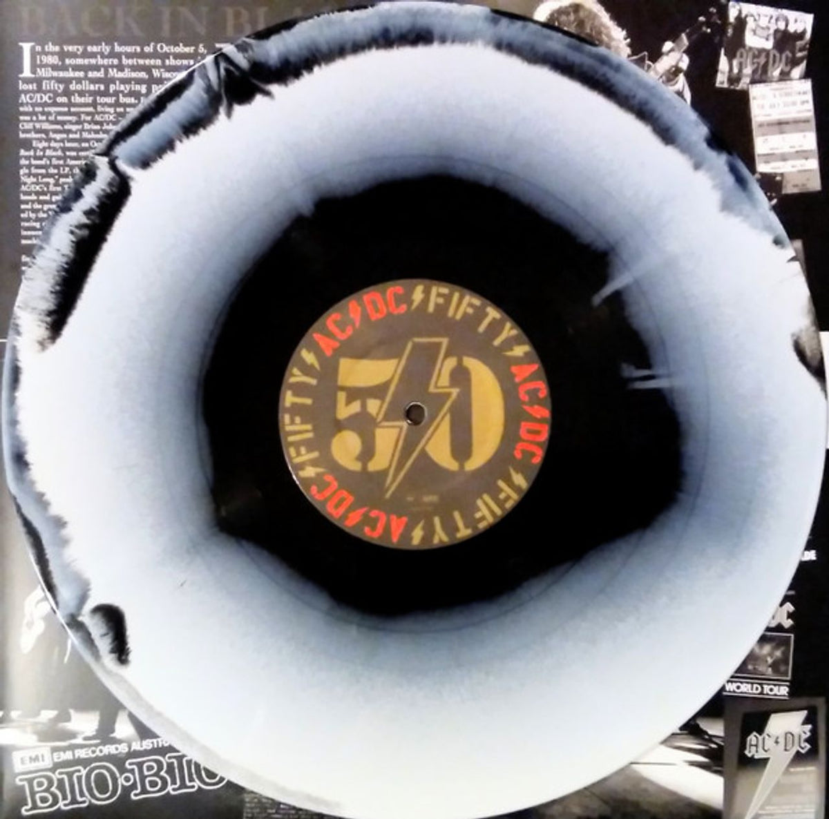 AC/DC - Back In Black black and white swirl vinyl