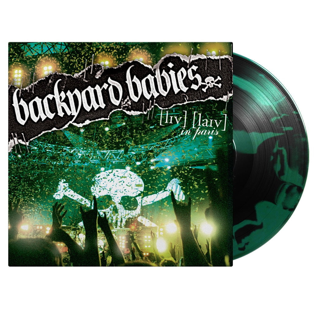 Backyard Babies | Live Live In Paris | 1LP Black & Green Inkspot Vinyl artwork